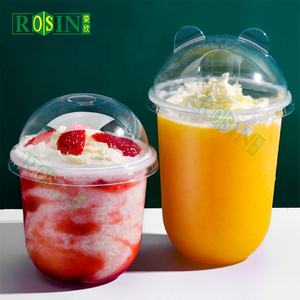 Custom Logo 8Oz/16Oz Wegwerp Pp Helder U Vorm 500Ml Koude Drank Wodka Plastic Dessert Yoghurt Beker Met Koepeldeksel - Product Image 3