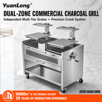 Barbecue extérieur au charbon de bois en acier inoxydable sur chariot avec hauteur réglable et grille Santa Maria