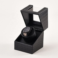 Boîte de montre Offre Spéciale remontage automatique alimenté par batterie ou par courant alternatif vue dégagée boîte de remontoir de montre rotative à fente unique en cuir PU