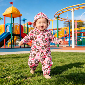 Mono con Botones y Cuello Personalizado F1 OEM/ODM, 230g, Algodón/Bambú, Pijama con Capucha para Bebés - Product Image 1