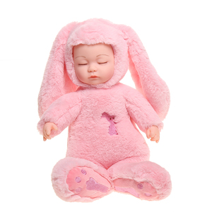 Muñeca de peluche de <span class=keywords><strong>ojos</strong></span> <span class=keywords><strong>cerrados</strong></span> de 35 cm para niños, muñeco de bebé de felpa de conejo, precio barato - Product Image 6