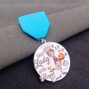 Medalla de metal esmaltado de aleación de zinc con diseño de estrella de diamantes de imitación y cinta, insignia decorativa personalizada - Product Image 5