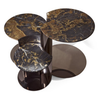 Ensemble de tables basses modernes de luxe JS GRANGERBJ, plateau en marbre doré, écologique, durable, réglable, pour salon