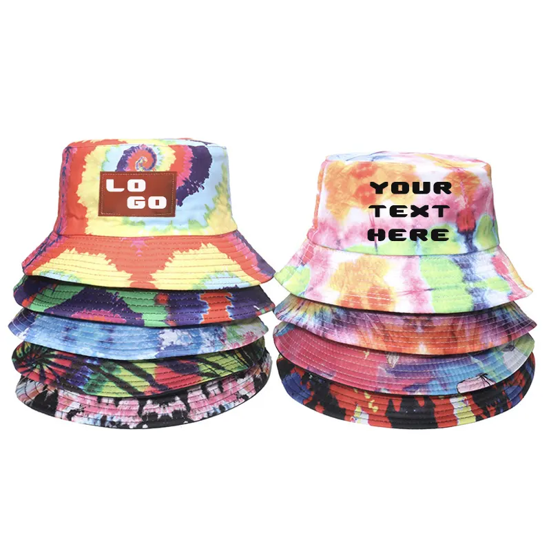 Tie Dye Topi Ember Pria Wanita, Topi Nelayan Katun Perlindungan Matahari untuk Bepergian Luar Ruangan Musim Panas