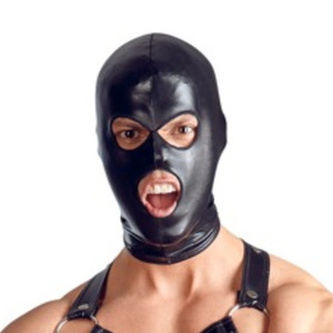 Masque facial complet en latex noir pour femme, accessoire sexy pour déguisement, jeu de rôle, fête ou spectacle - Product Image 1