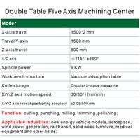 Centre d'usinage CNC à cinq axes avec puissance de 9kW Machine de sculpture sur bois à double table Travail du bois multi-broches pour usage industriel