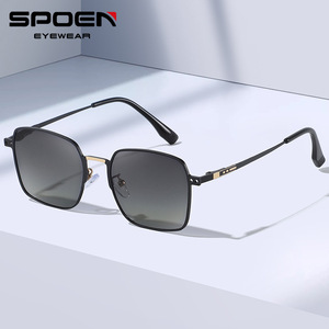 Gafas de Sol Cuadradas de Metal SPOEN, Polarizadas UV400, Elegantes, para Hombre, Protección Solar - Product Image 1
