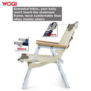 Silla de playa plegable portátil y ligera Woqi con asa y correa para el hombro, color lechoso - Product Image 3