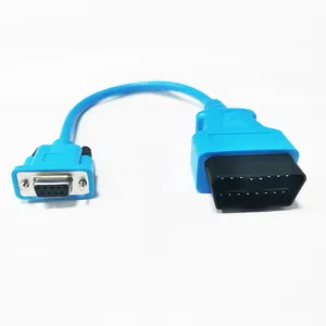 Kabel adaptor jantan kualitas tinggi RS232 seri VGA d-sub DB9 9pin betina Ke OBD2 16pin untuk diagnostik mobil