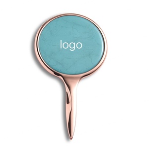 Espejo Cosmético de Mano, Metálico, Azul, con Luz Láser, de Una Sola Cara, Práctico, al por Mayor - Product Image 4