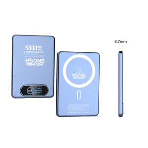 Banque d'alimentation magnétique ultra-mince en alliage d'aluminium F15 6,7 mm avec écran couleur TFT, charge rapide sans fil 15W et PD 20W, 5000 mAh, semi-solide - Product Image 5