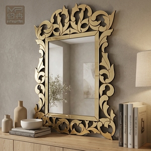 Espejo de <span class=keywords><strong>Pared</strong></span> <span class=keywords><strong>Veneciano</strong></span> de Vidrio <span class=keywords><strong>con</strong></span> Borde Dorado Moderno MR-201363, Decorativo para Sala de Estar, Venta al por Mayor - Product Image 5
