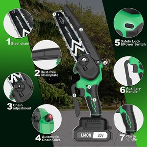 Scie à chaîne sans fil professionnelle 20V, outils électriques de qualité industrielle pour la découpe du bois, entrepôt local aux États-Unis, alimentation par batterie CS-150T- - Product Image 6