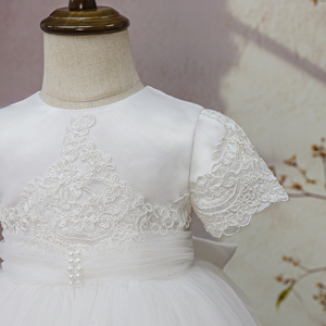 Di alta qualità lungo <span class=keywords><strong>bianco</strong></span> bambino bambina battesimo abito neonato battesimo abito di compleanno abiti da sposa in pizzo con cuffia - Product Image 4