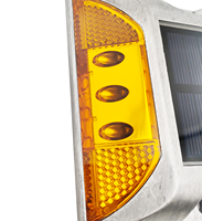 Borne lumineuse solaire LED pour route, double face, 6 LED, design lumineux, robuste, résistante à la pression, pour la sécurité routière extérieure