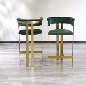Xinda Furniture Modern Green <strong>Velvet</strong> Fabric Gold Bar <strong>Chair</strong> Home High Bar Restaurant <strong>Cocktail</strong> Stainless Steel Cafe Bar <strong>Chair</strong> - Product Image 2