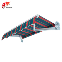 Ventes Flash : Auvent Bleu à Bras Articulé, Cadre en Aluminium, Voile en Polyester, Commande Manuelle, Protection Extérieure pour Balcon