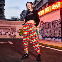 Pantalones Deportivos de Punto con Estampado por Sublimación y Logotipo Personalizado, Estilo Hip Hop Urbano, 100% Poliéster, para Mujer