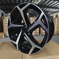 Rines de Aleación de Aluminio SYAC de 17 Pulgadas, Estilo Original 17x7.5 PCD5*112, Cara Mecanizada Negra, Alta Resistencia y Bajo Peso para Golf Polo