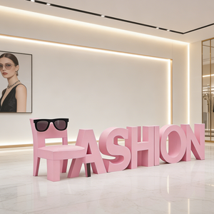 Banc de parc personnalisé avec lettres alphabétiques ML-056 - Intérieur/extérieur, décoration artistique en fibre de verre, sièges au design moderne, couleurs personnalisables - Product Image 5