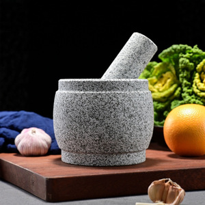 Stone Mortar And Pestle Set For Garlic Crushing And Herb Grinding Manual Kitchen Tool Durable Natural Stone Material - Product Image 4