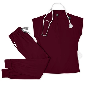 Conjunto de Uniforme Médico para Mujer 2026, Color Azul Rey y Beige Brillante, Manga Corta, Cómodo, Pantalones Jogger, Poliéster y Spandex - Product Image 6