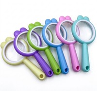 Handheld Shatterproof Reading Magnifier 60mm Kids 4X Cartoon Magnify Glasses Lens for Reading Exploration Classroom Party