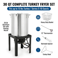 Kit de friteuse à propane d'extérieur de 30 Qt avec brûleur de 50 000 BTU, pot en aluminium et régulateur certifié CSA pour dinde de 13 lb