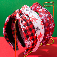 Nouveau Bandeau Noué Large à Motif Écossais Flocon de Neige Simple pour Noël, Accessoire Cheveux de Fête
