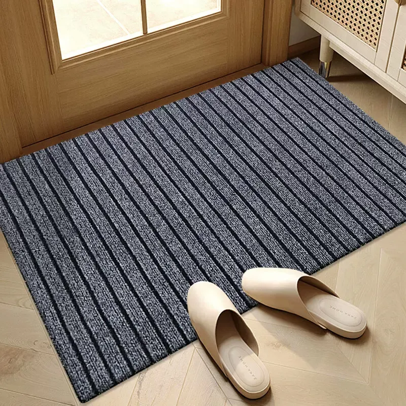 Tapis à rayures côtelées robustes tapis de sol avec support TPR d'entrée tapis de porte lavable extérieur personnalisé