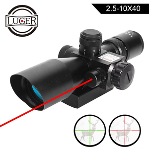 กล้องเล็ง LUGER 2.5-10X40 สำหรับล่าสัตว์ แบบยุทธวิธี พร้อมไฟเรืองแสงสีแดงและสีเขียว และเลเซอร์สีแดง - Product Image 3