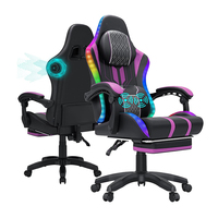 Silla de juegos Ca Ecuador 400lbs azul Rgb LED Pc Gamer Silla de juegos con reposapiés altavoces y masaje Silla de videojuegos grande y alta