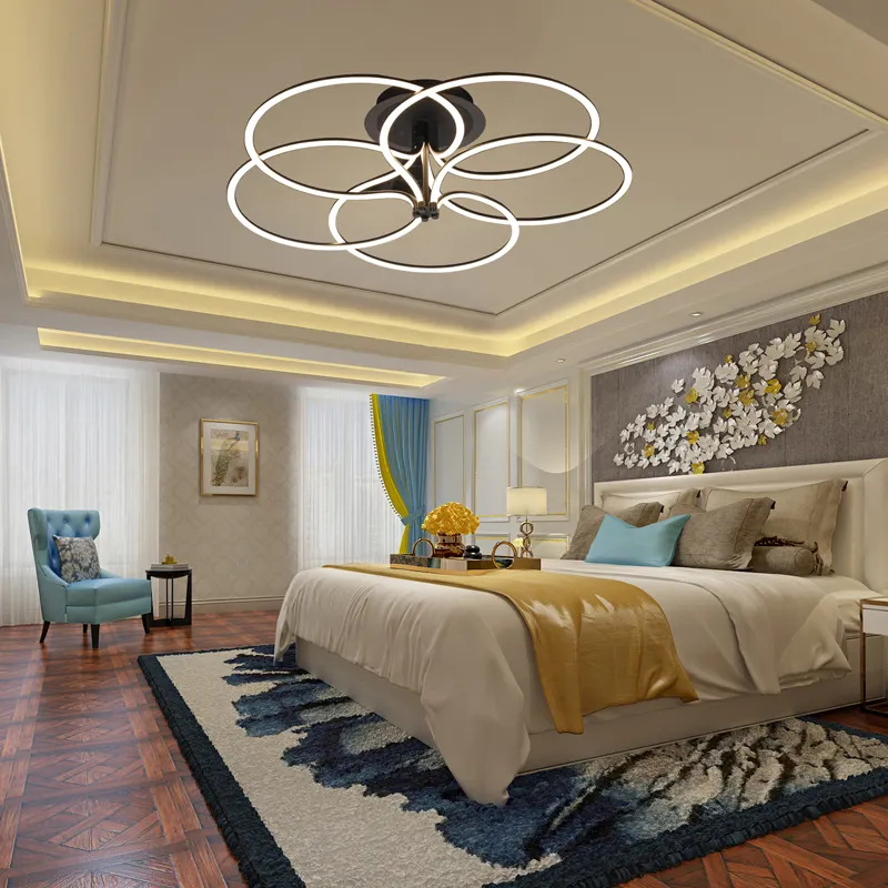 Modern round led pendant circle light rings annular pendant lamp