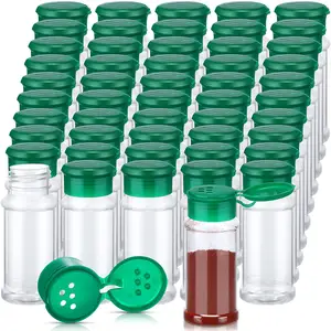 50 buah stoples wadah bumbu plastik dengan tutup, pengocok botol bumbu 100ml untuk menyimpan bumbu