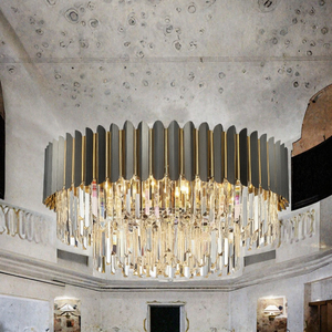 Lustre contemporain classique en fer pour bureau à domicile, luminaires suspendus LED, grand cristal K9, luxe moderne, or, 10 ampoules, télécommande - Product Image 3