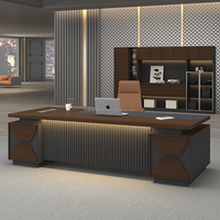 Bureau de direction en bois moderne, bureau de PDG de luxe en forme de L, table de patron durable, mobilier de bureau