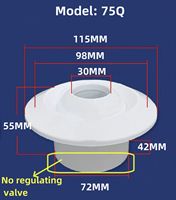 Buse d'air sphérique ABS, diffuseur à jet réglable, sortie d'air de ventilation HVAC 75 mm