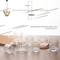 Bougies en verre texturé côtelé à parois épaisses résistantes à la chaleur – Lots de coupelles à bougies vides transparentes pour la fabrication de bougies – Saint-Valentin