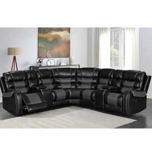 Conjunto de Sofás Reclinables Eléctricos de Cuero con Consola de Almacenamiento para Sala de Estar - Product Image 3