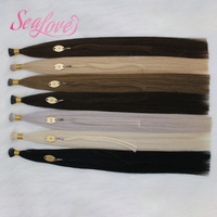 Vente en gros usine d'extensions de cheveux humains vierges 100% alignées sur les cuticules, 22" 24" I-tip, pour revendeurs