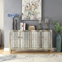 Meuble de rangement multifonctionnel de style européen antique en pierre pour entrée de salon, avec feuille d'argent, décoratif pour villa et maison