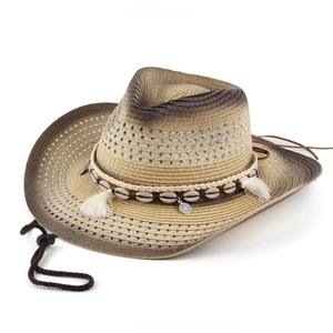 Sombrero de Paja de Ala Ancha Enrollada de Alta Calidad para <span class=keywords><strong>Mujer</strong></span>, Estilo Étnico, con Borlas, para Verano, Aire Libre, Hecho a Mano, Estilo Vaquero Occidental, para <span class=keywords><strong>Mujer</strong></span> y Hombre - Product Image 6