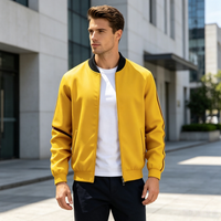 Blouson Bomber Homme Personnalisable en Toile Unie, Col Montant, Fermeture Éclair Intégrale, Style Sportif Décontracté, Veste de Baseball avec Logo