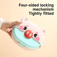 Boîte à bento mignonne en forme d'animal de dessin animé LingHui pour enfants, récipient à lunch étanche avec compartiments, ustensiles, compartiments en plastique de qualité alimentaire, sans BPA