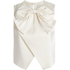 Chaqueta Corta Elegante para Mujer, Estilo Heredera, Holgada, Transpirable, con Lazo, Sin Mangas, Cuello Redondo, Satén, Color Sólido, Asimétrica - Product Image 1