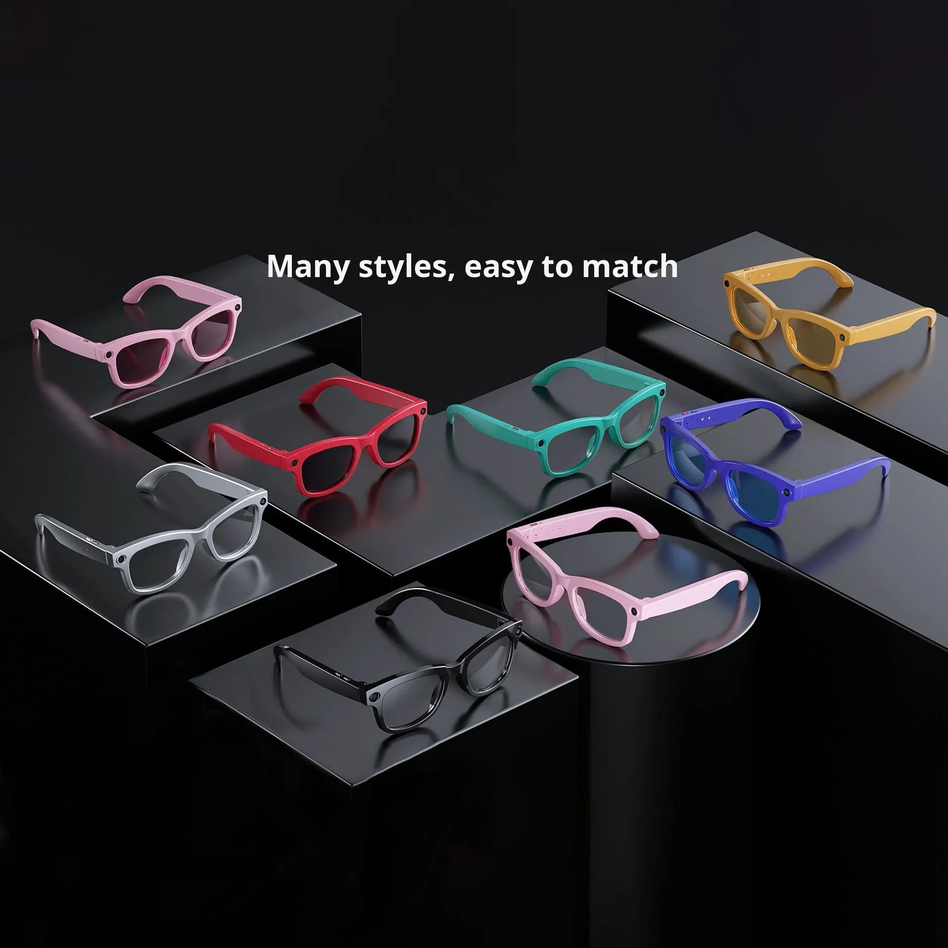 Factory VR Smart Glasses with Camera 8 Mega-Pixel Wifi Voice Wake-up 4K Music Playback Smart Glasses Wifi AI Camera Glasses