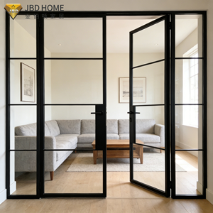 Porte en verre à double battant en vente chaude avec cadre en métal noir et verre trempé - Gain de place et élégant pour les maisons modernes - Product Image 3