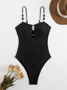 Maillot de bain une pièce amincissant brillant pour femme avec pierres, coupe brésilienne, tailles S-XL, vente en gros, logo personnalisé, collection 2026 - Product Image 4