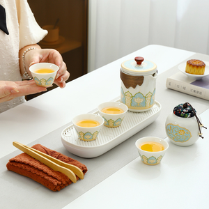 Ravel-juego de té portátil simple para exteriores, <span class=keywords><strong>Taza</strong></span> de cerámica, <span class=keywords><strong>tetera</strong></span> de Kung Fu para oficina - Product Image 3