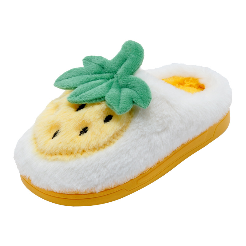 Тапочки детские зимние хлопковые, милые домашние тапочки на плоской подошве, с мультяшным принтом фруктов, клубники, мягкие теплые, для Кайда